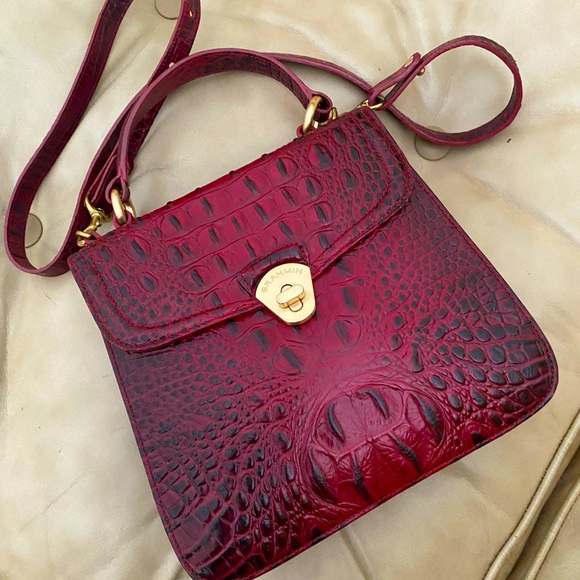 Brahmin Bags Brahmin Vittoria Top Handle Satchel Leather Crimson